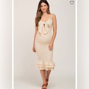 Yellow, floral maternity dress from pink blush can be worn as normal dress.